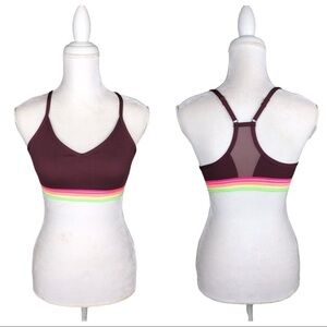 Victoria's Secret PINK Sport light support bra wine neon pink yellow medium